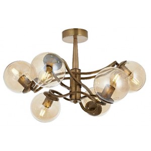 METAL AND GLASS COPPER ANTIQUE COLOR AND BLACK CHANDELIER 60 x 60 CM LOAD: 40 CM